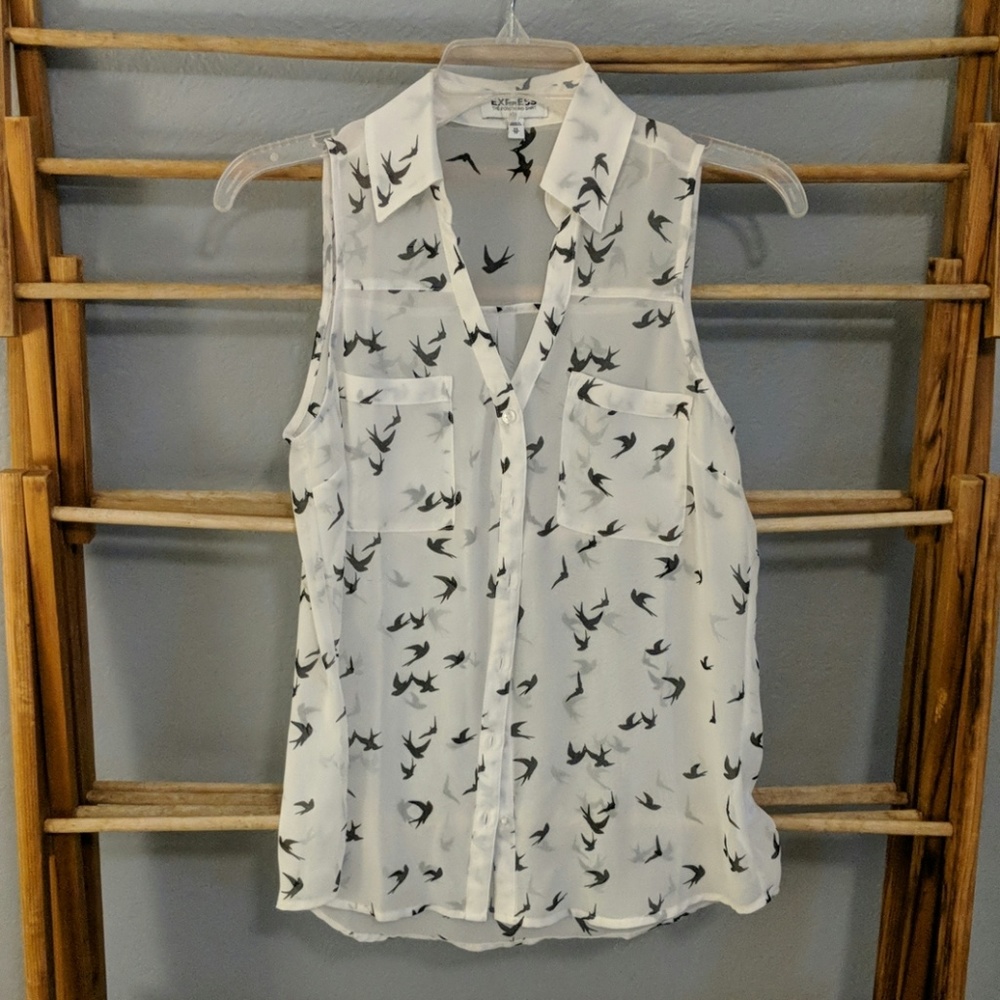 Express sleeveless portofino shirt - bird pattern